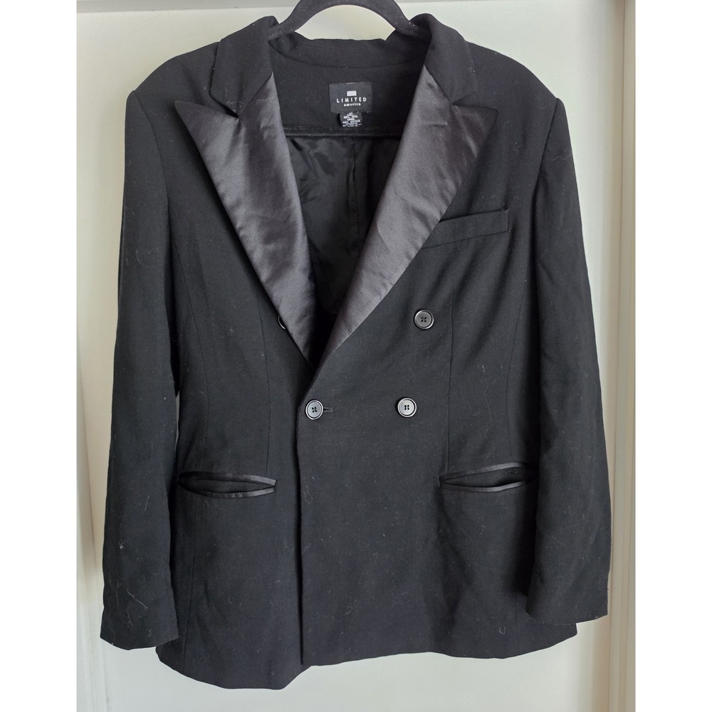 VTG Limited America Women Blazer Size 10 Black Wool Jacket Classic